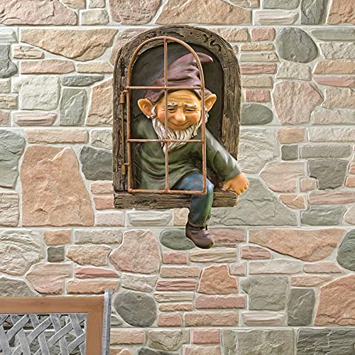 12 Inch Elf Out The Door Tree Hugger - Outdoor Gnome Statue Garden Decorative - Whimsical Tree Peeker Sculpture - Fairy Tree Face Yard Art Decoration #TOP5