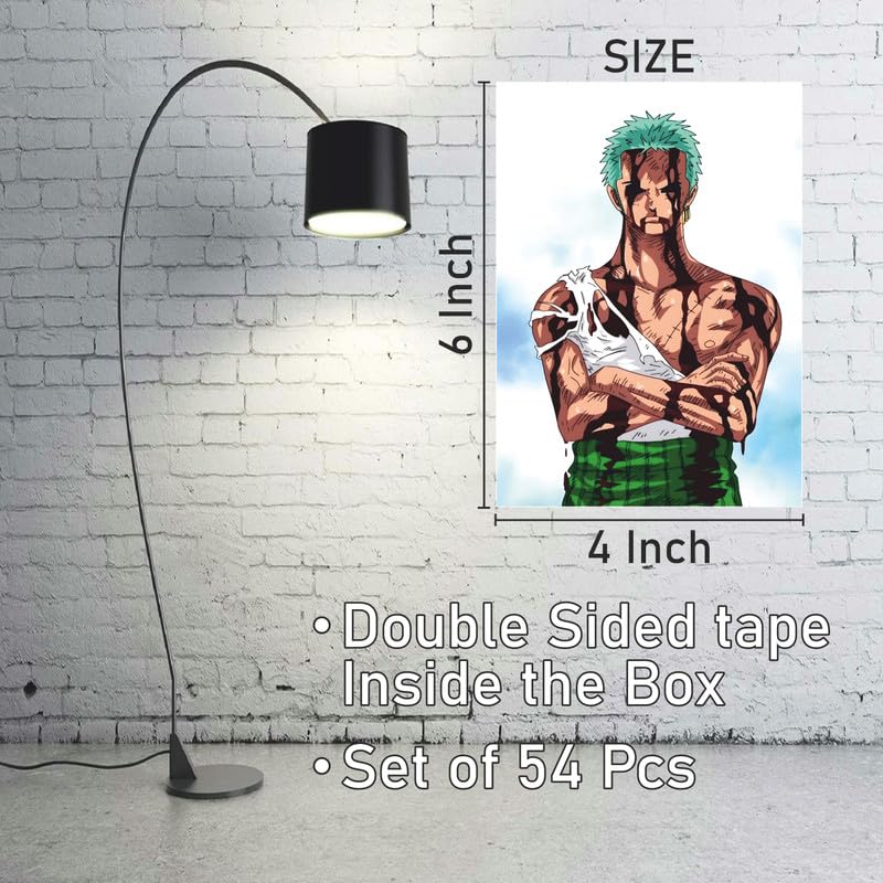 Image of POSTERONN Anime Wall Posters Set of 54, 4x6 Inch Collage Kit | 300 GSM Thick Paper Prints with Double Side Tape | Manga Wall Art for Room Decor | Bedroom Study Hostel Decoration Set