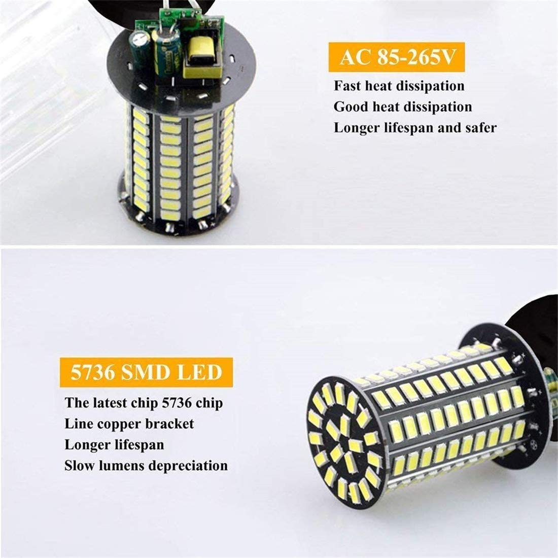 Bombillas LED Tipo Maíz Bombillas LED De 15 W E26 / E27 Bombillas LED Tipo Maíz 1300 LM 156 LED 5736 SMD Blanco Superbrillante 6000 K (Equivalente A 200 Vatios),E14,20W