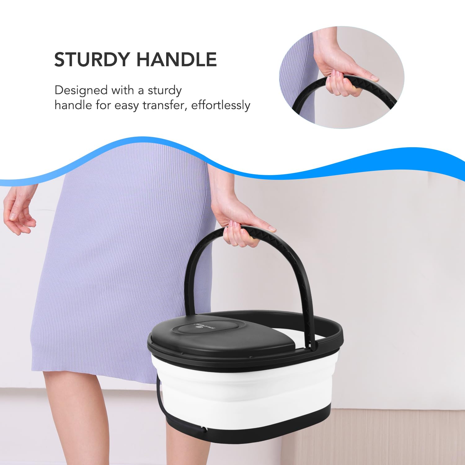 Collapsible Foot Spa Bath with Heat and Massage Rollers, 10-in-1 Foot Spa Pedicure Kit, Bubble, Red Light, Water Jets, Feet Soaking Tub for Stress Relief & Soft Feet, Gift for Mom and Dad - Image 7