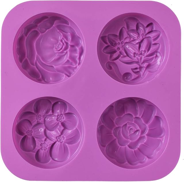 Cozihom Flower Silicone Soap Moulds, Homemade Soap Mould, Muffin, Pudding, Jelly, Brownie and Cheesecake, Nonstick & BPA Free