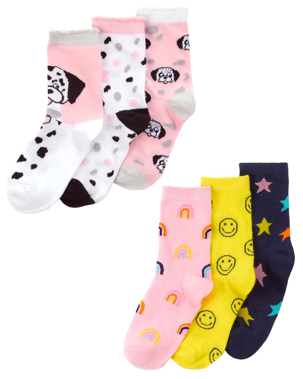 Undercover Dog/Rainbow 6 Pairs Kids Cotton Rich Socks 43B815 1Xeach 12.5-3.5
