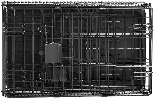 Vista 43 de Yaxa Basics Caja duradera y plegable de alambre de metal para mascotas con bandeja, portátil y resistente para viajes, una sola puerta, panel