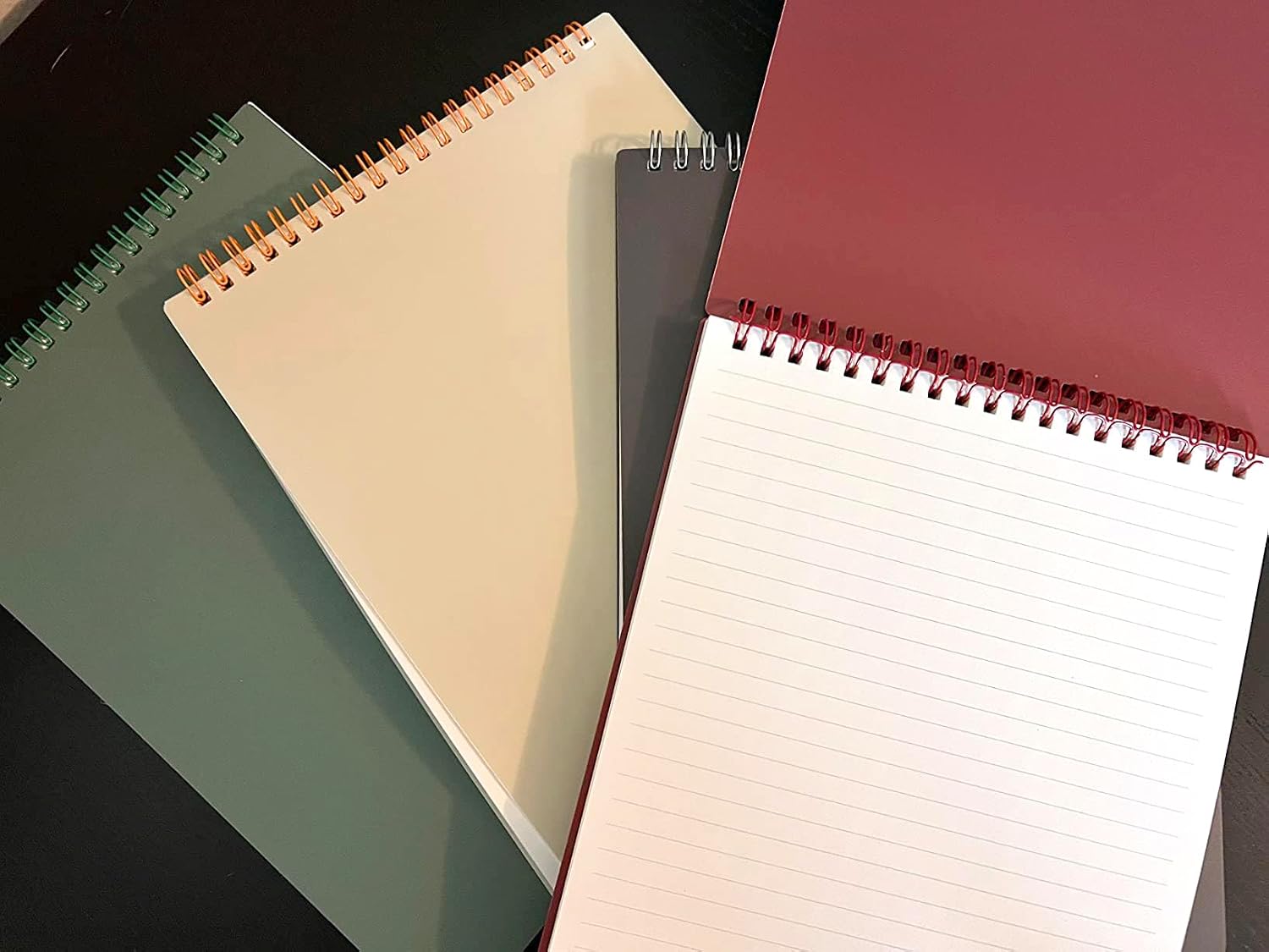 4pcs Spiral Notebook Aesthetic Supplies Top Bound A5 7mm College Ruled 8.3 inch x 5.9 inch 80 Sheets -160 Pages Journals for Work Students Study and Notes (A5 Dark Color) image 4
