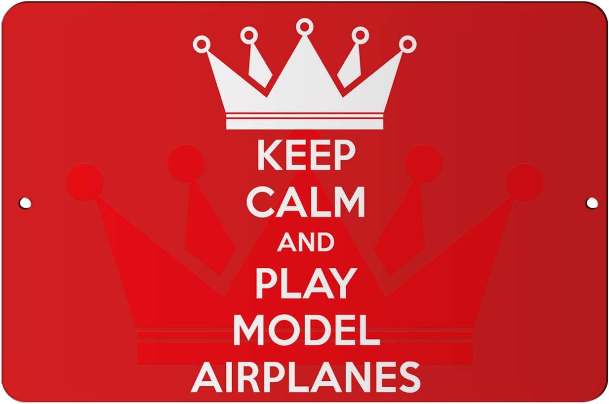 Makoroni - Keep Calm and Play Model Airplanes - 12"x18" Aluminum Novelty Fun Street Sign, DesU88