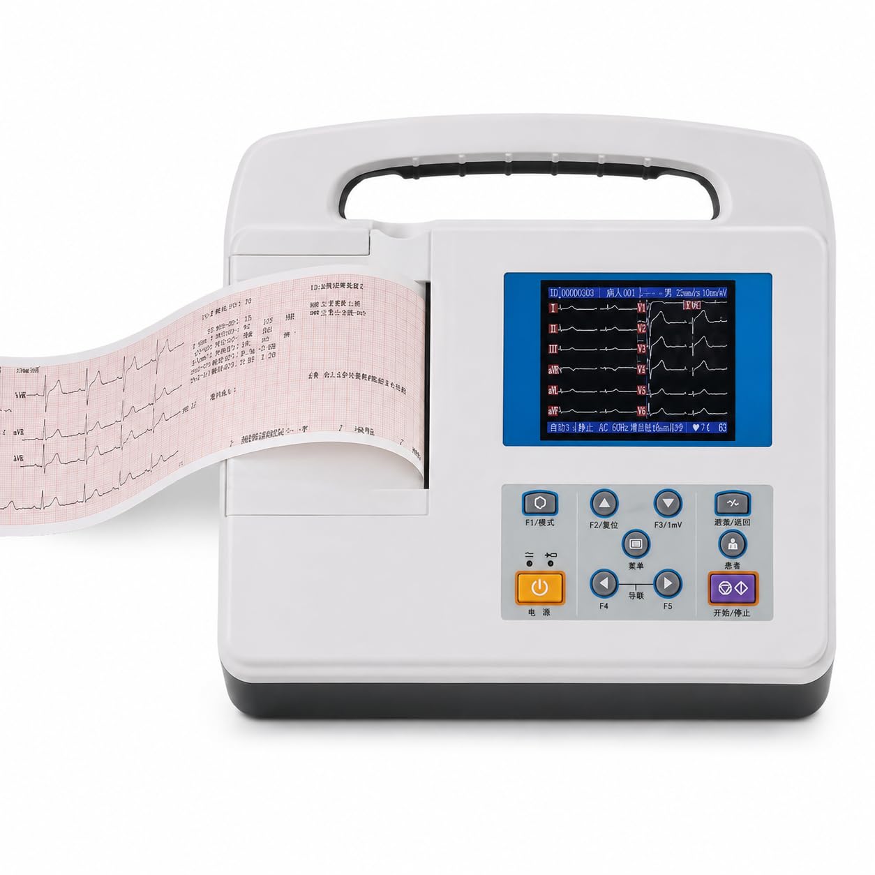 Macchina portatile ECG a 12 derivazioni, monitor cardiaco mobile con display LCD a colori per uso domestico e clinico