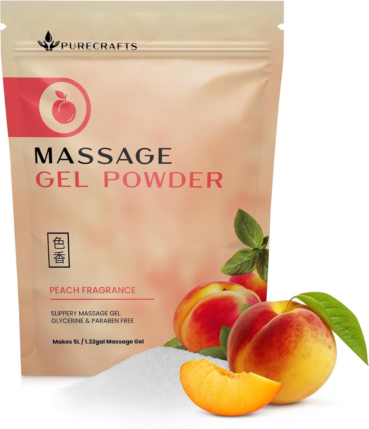 Massage Gel Powder 50g | Peach Fragrance | Made in Japan | Smooth and Slippery Gel for Wellness and Relaxation | 50g Makes 1.32 Gallons/ 5 litres | Just Add Water