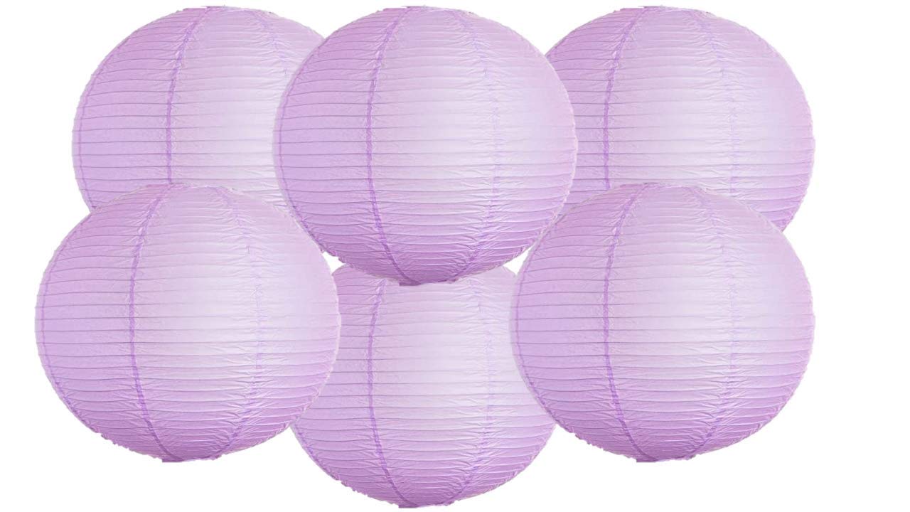 Paper Lanterns Mix Color Packs of 6 Round Paper Lanterns Lampshade Party Decorations (Lilac, 18" (45 Cm)) โ image 1