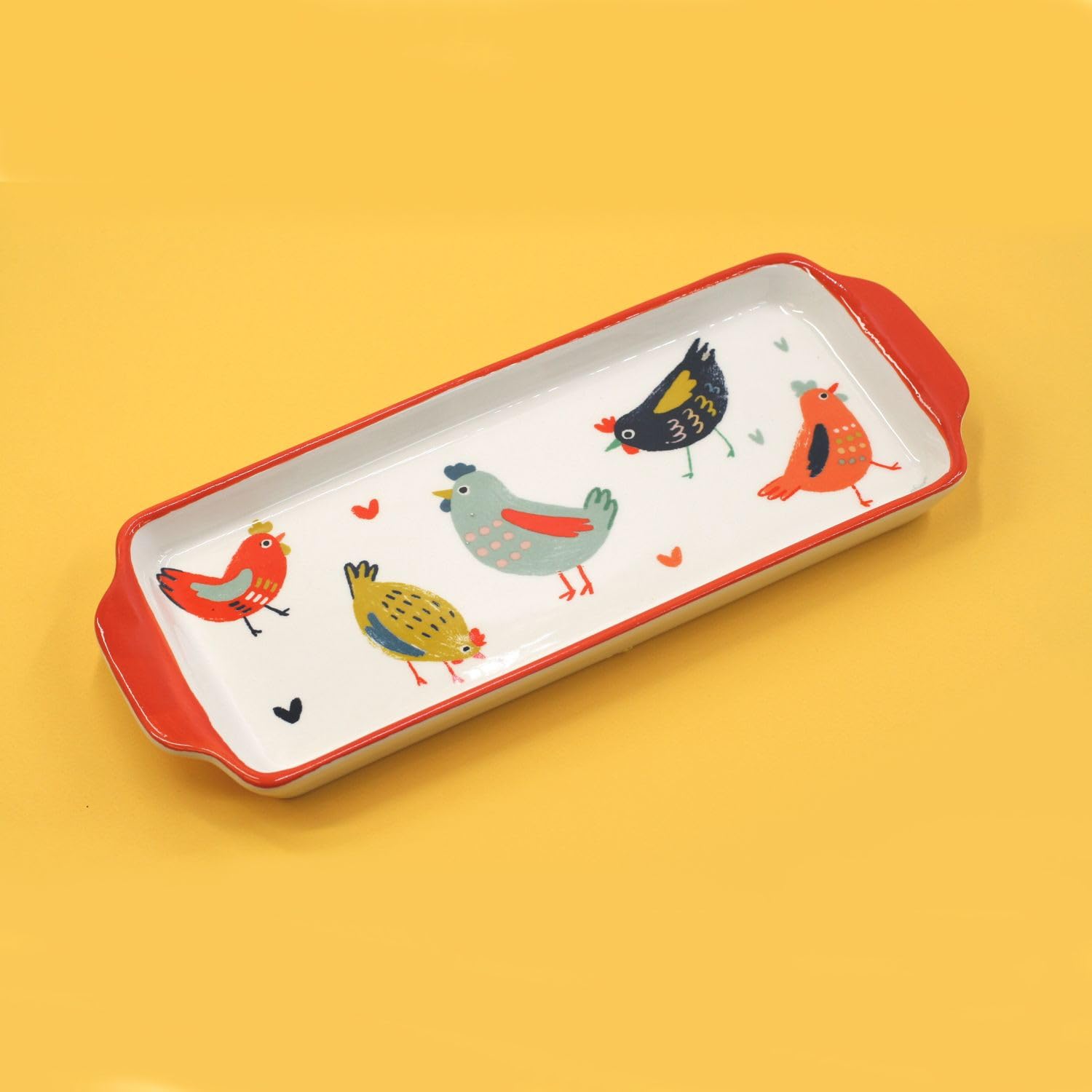 Tabac du Bassigny Plat à Cake en céramique collection Poules Blédine