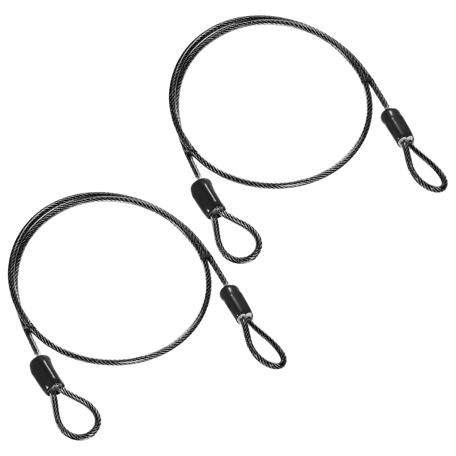 2-Pack Security Cable Lock, 3.28FT PVC Coated Steel Luggage Lock Wire Rope with Double Loop for Outdoor Travel/Gate/Bike, Cut-Resistant Braided Steel Cable [Black]