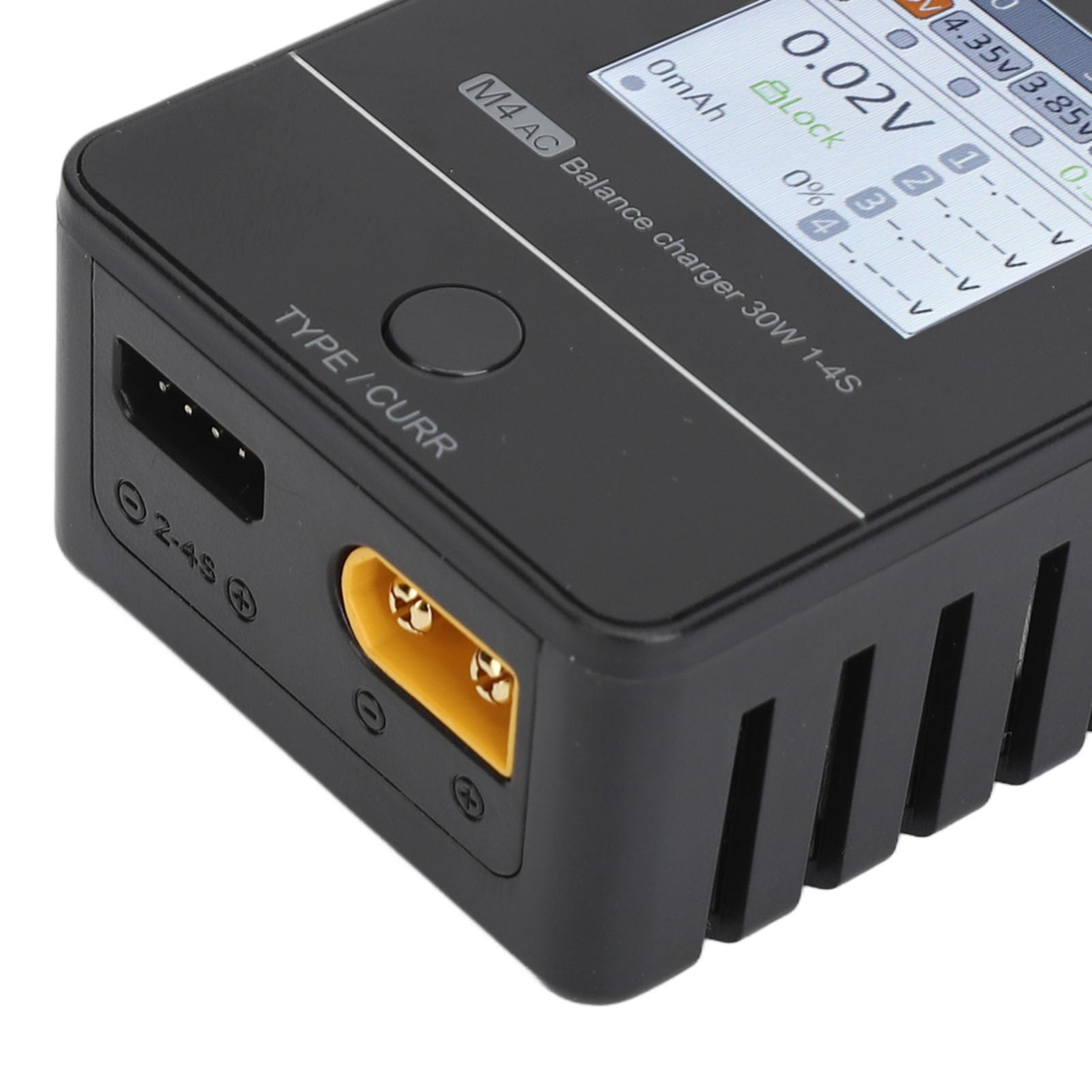 Caricabatterie Lipo Professionale, Bilanciatore M4ac con Schermo IPS da 3,9 cm per Batterie RC LiHV Life 1S-4S, Ricarica Rapida e (Spina UE 100-240 V XT30)