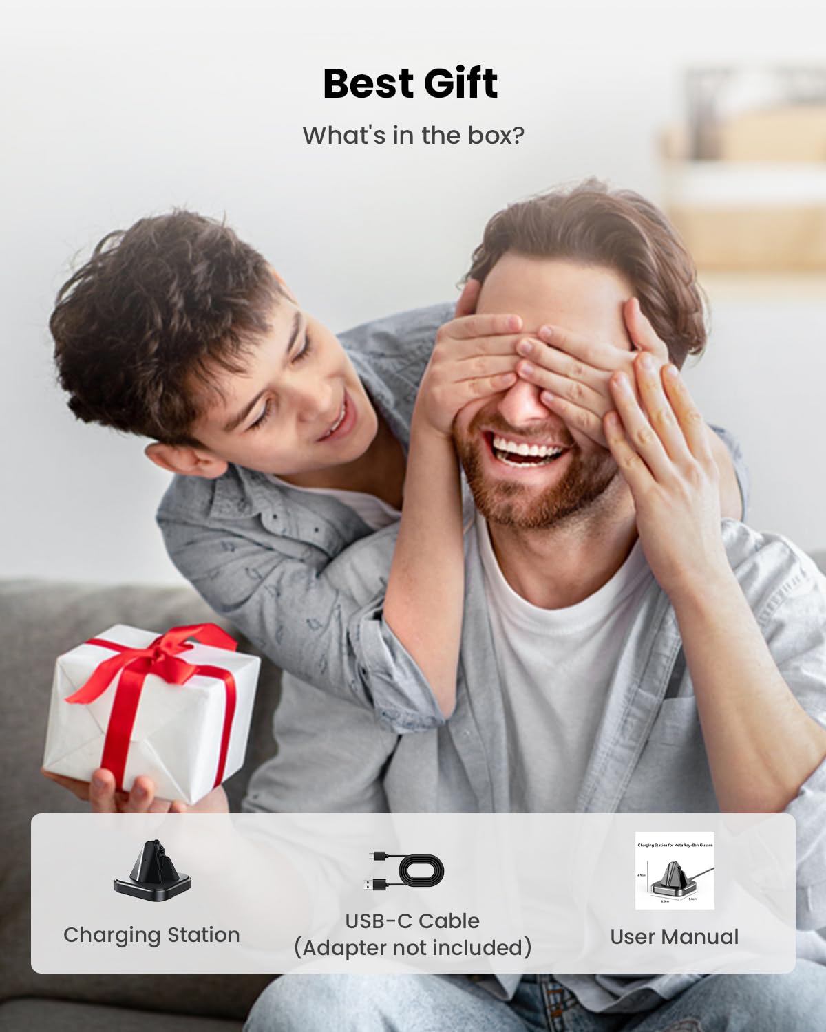 GEEKERA Tragbarer Ladeständer für Ray-Ban Meta Smart Glasses (Gen 1 & 2) – Wayfarer & Skyler, RayBan Meta Zubehör, Schwarz