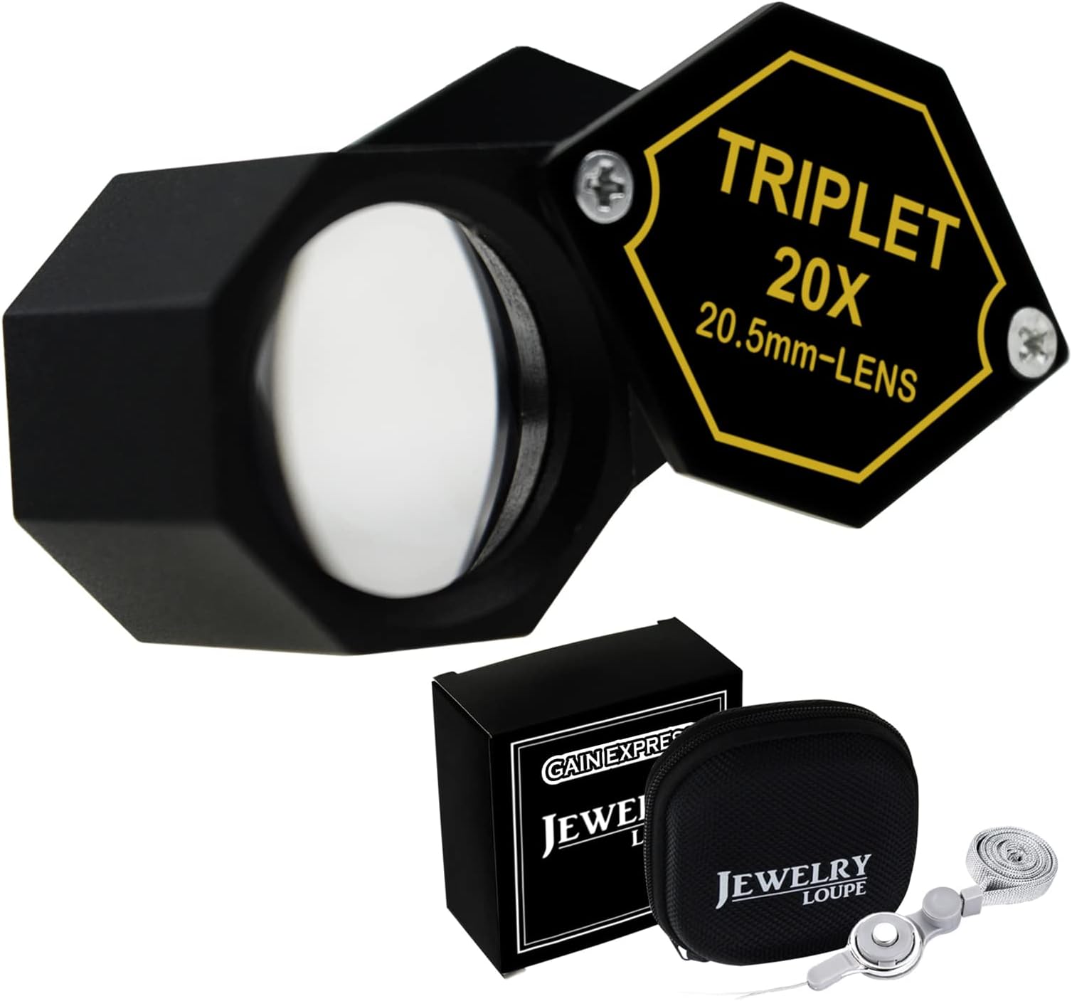 Gain Express 20.5mm Jeweler Gem Loupe Triplet Lens 20x Magnifications Jewelry Optical Glass Great Professional Hobbyist Stamp