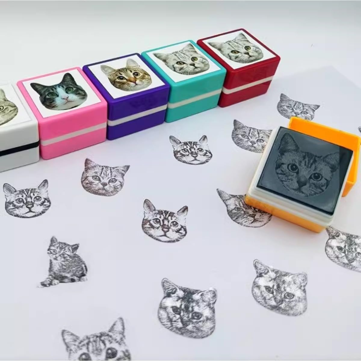 Custom Self Inking Cat Dog Portrait Stamp - Personalized Animal Stamps - Gifts for Pet Lovers