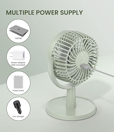 Miniatura 5 de LEMOISTAR Pequeño ventilador personal alimentado por USB con 4 velocidades, ventiladores de escritorio portátiles con rotación de 310, mini