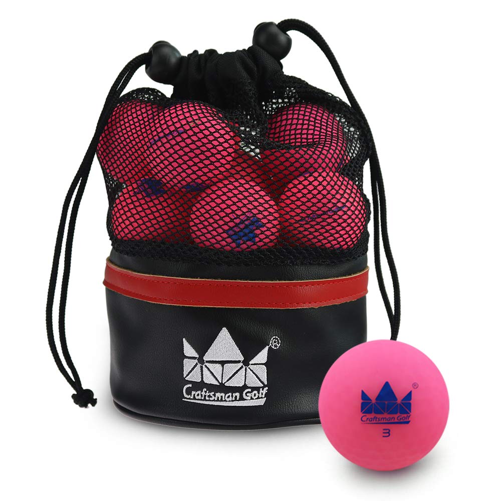 CRAFTSMAN GOLF Matte Kristallrosafarbene Kugeln, 2 Dutzend, 24 Stück, doppellagig, zweiteilig