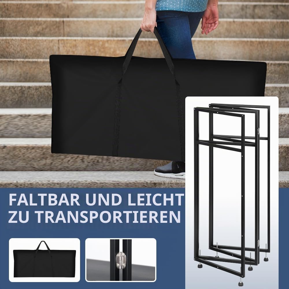 Kokorona Tragbare DJ-Kabine, 108 x 51 x 115 cm, mit zwei oberen Ecken, DJ-Fassadenkabine mit Kabelloch, DJ-Tischständer mit Lichtleiste und Fernbedienung, Metallrahmen + schwarz-weiße Krallen +