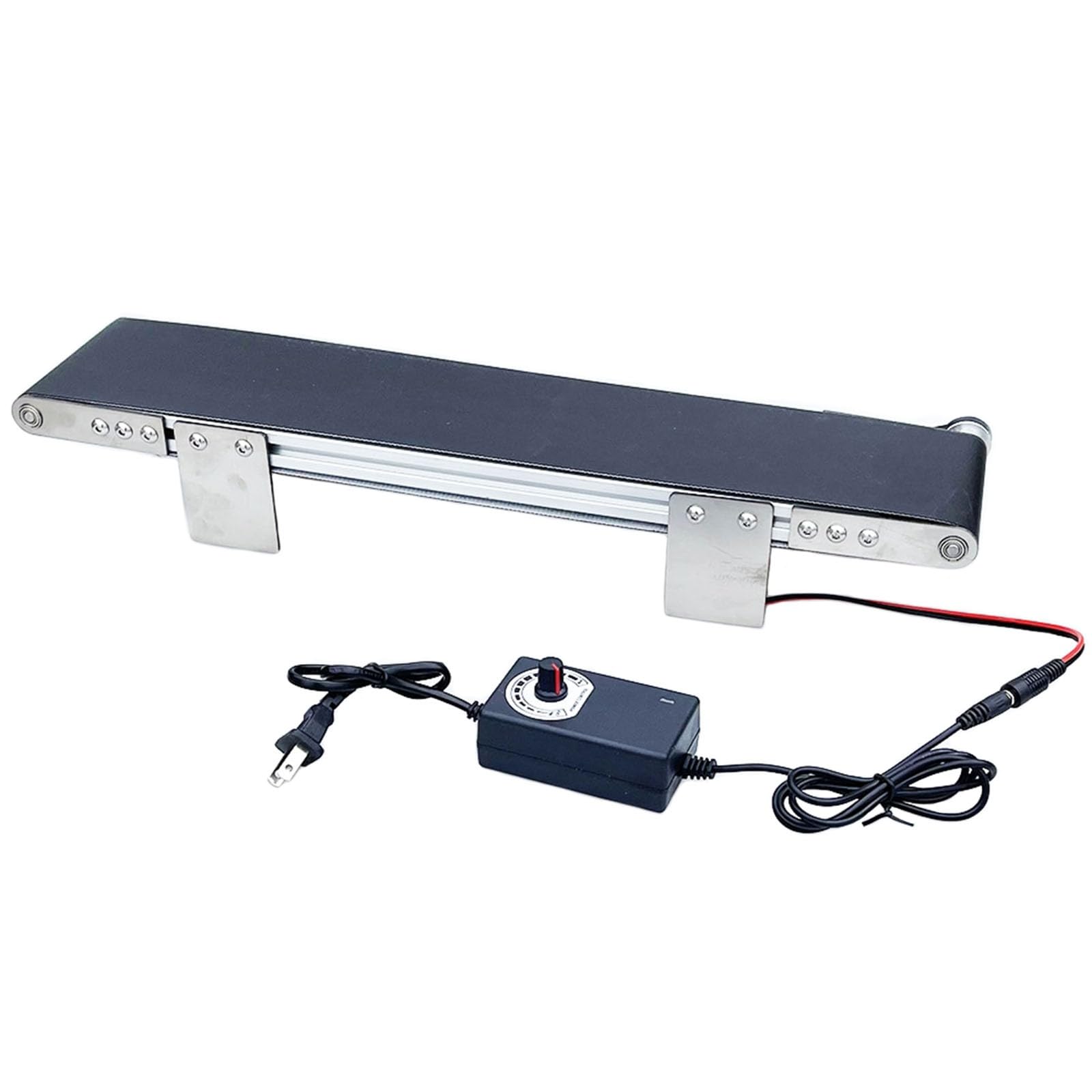Metallo Nastro Trasportatore da Tavolo, 10x50cm Piccolo Trasportatore Elettrico Linea Produzione Alluminio Nastro Trasportatore, Studente Attrezzatura Didattica Esperimento di Attrito