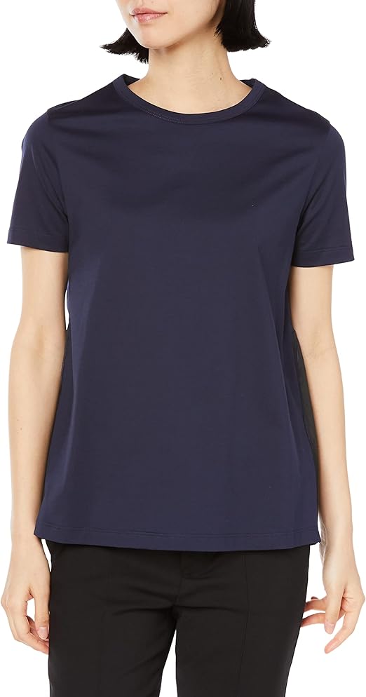 美品　HERNO　ヘルノ　切替Tシャツ　カットソー　ネイビー　幾何学柄 HERNO(ヘルノ)JG000224D CHIC COTTON JERSEY ＆ NEW TECHNO