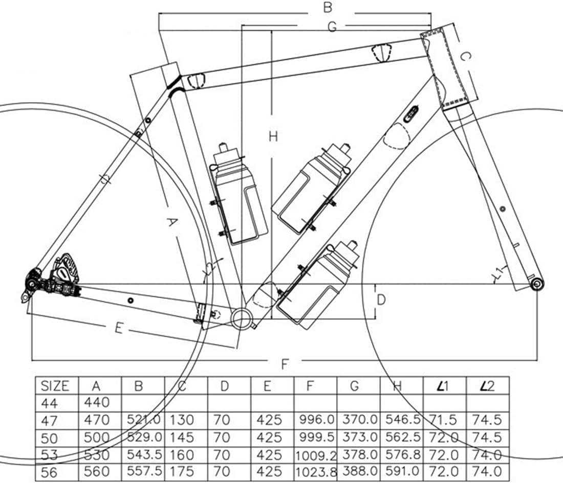 Gravel Road Bike Frameset 700C Disc Brake Bike Frame 44/47/50/53/56cm Thru Axle 100/142mm Aluminum Alloy Frame with Carbon Fork