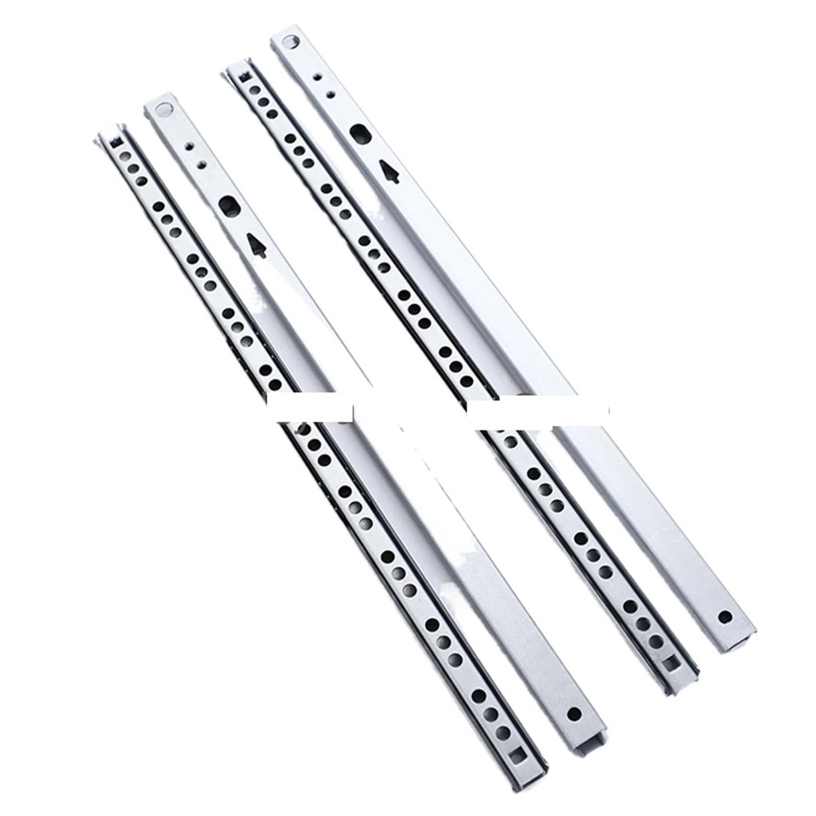 Drawer Track, 1Pair Drawer Steel Ball Rail Slide Guide Two Sections 22mm Wide Fold Furniture Hardware Fittings(246mm)