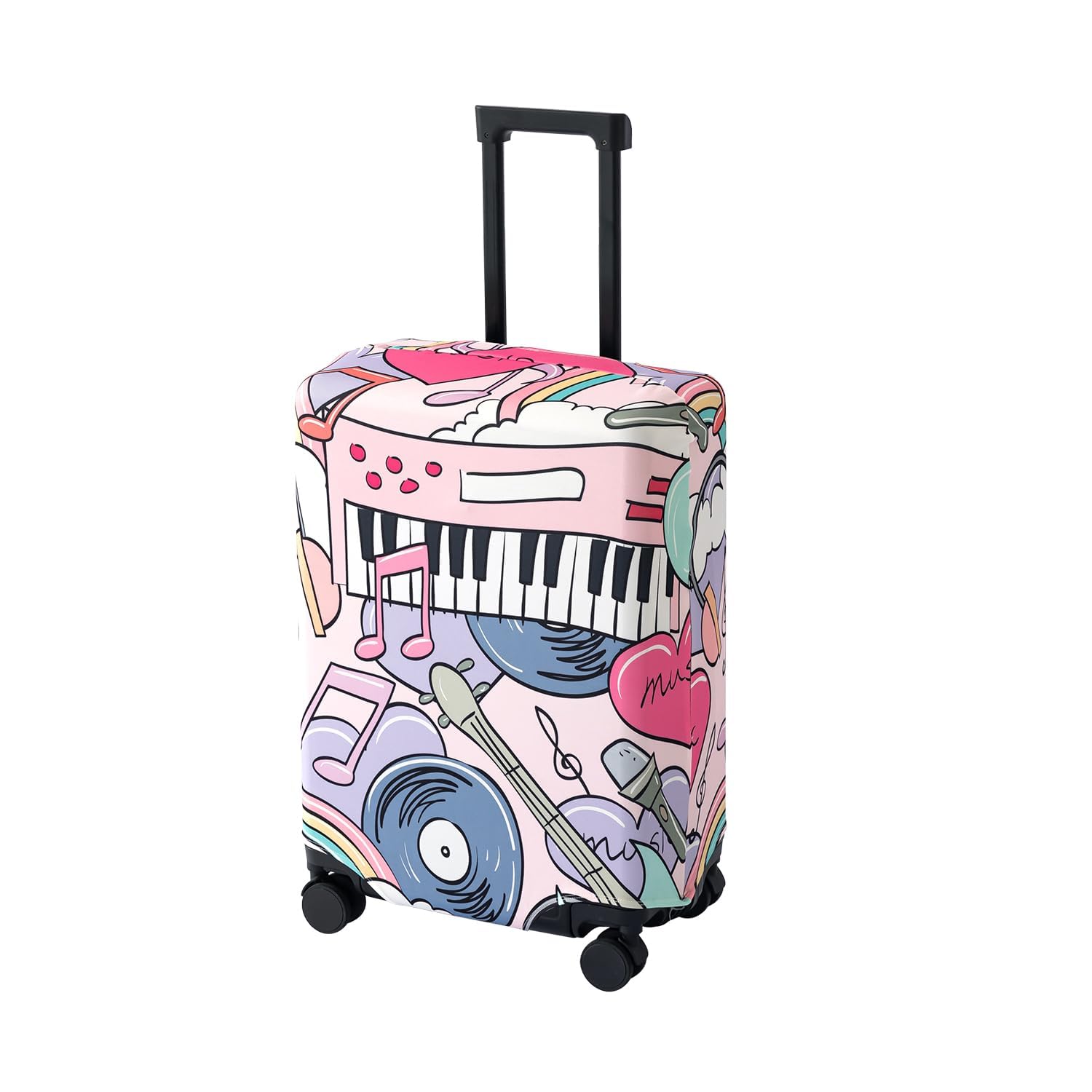 hokipo 220gsm durable and washable suitcase covers for trolley suitcase, medium (21-22inch) - music vibes (new-ar-6344-d6)