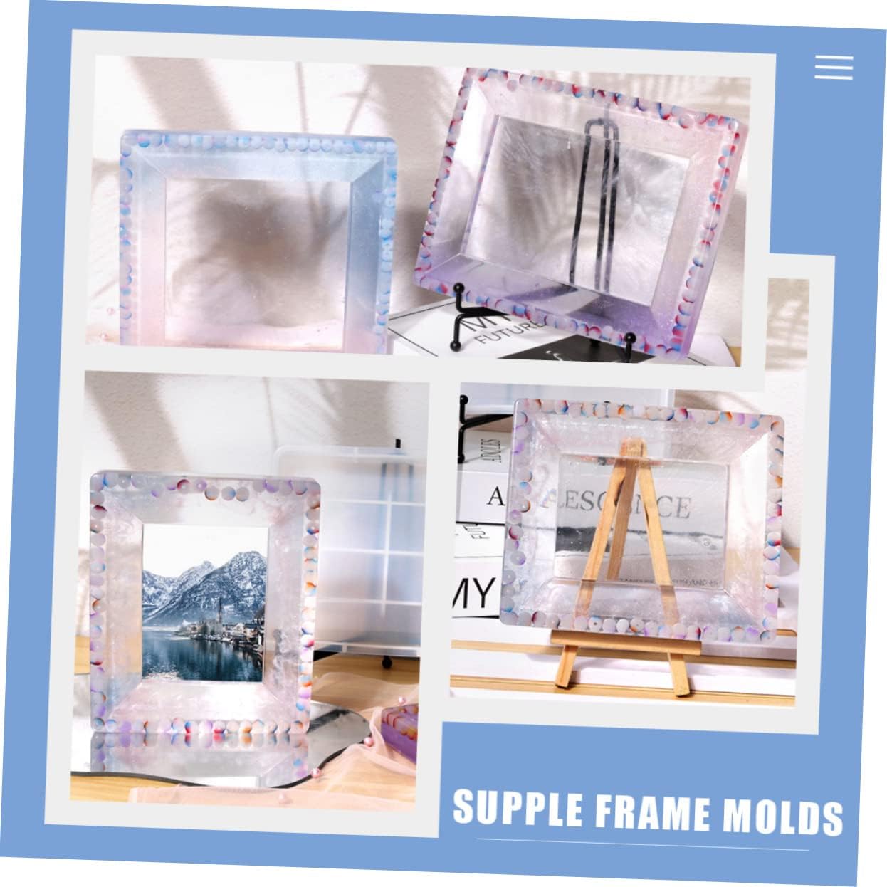 STOBOK 3pcs Picture Frame Silicone Mold for Crafting Design for Epoxy and More Smooth Silicone for Creative Projects