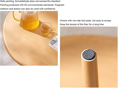 Miniatura 4 de TAUODUYY Mesa auxiliar anidable de madera, estilo minimalista escandinavo de madera maciza (haya), mesa baja, muebles de sala de estar, sofá, mesa