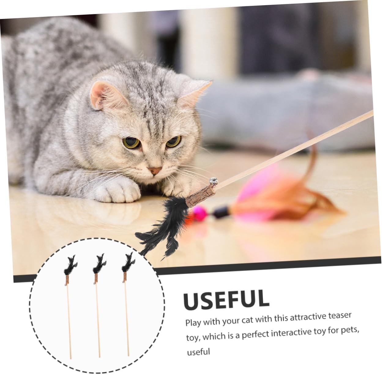 VANZACK 12stücke Interaktives Katzenspielzeug Katzenangel Mit Federn Selbstbeschäftigung Für Katzen Fördert Aktivität Und Langeweile Für Spielerische Stunden