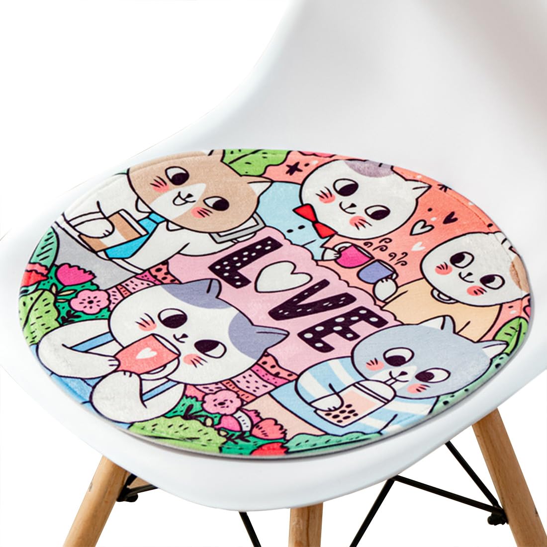 VHJdtE Seat Cushion, Round Creative Cartoon Pattern|All-Season Soft Cozy Chair Pad|Bohemia Stylish With Non-Slip Bottom(P,43x43cm)