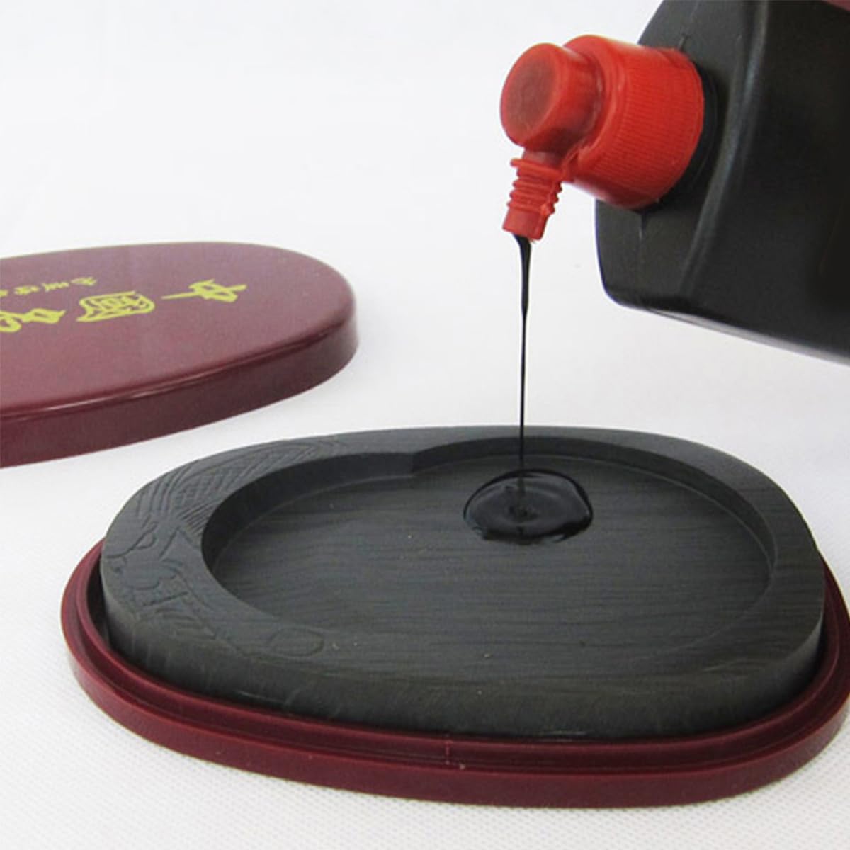 Pierre à Encre de Calligraphie Chinoise Couvercle, Facile à Transporter et Lavable, Accessoire Traditionnel pour Peinture et Calligraphie pour Étudiants et Enseignants