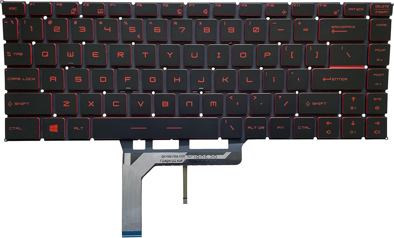 Tastiera di ricambio retroilluminata per MSI GF65 GS65 Stealth Series Game Laptop, per MSI GF63 Thin Game Laptop US Layout con retroilluminazione (rosso)