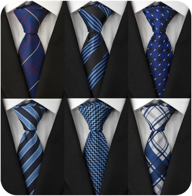 Adulove Men's Necktie Classic Silk Tie Woven Jacquard Neck Ties 6 PCS
