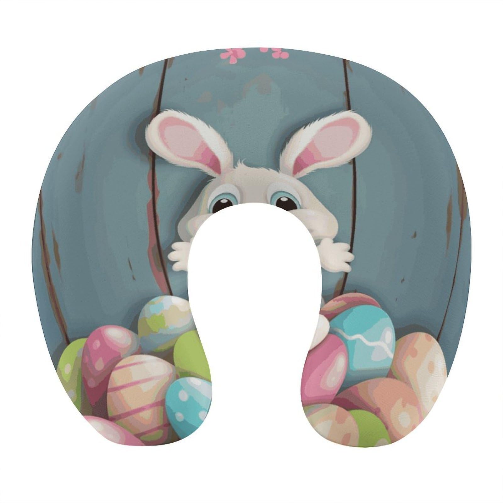 Btcowzrv Style Happy Easter Eggs Bunny Tail U Shaped Neck Pillow Travel Pillows