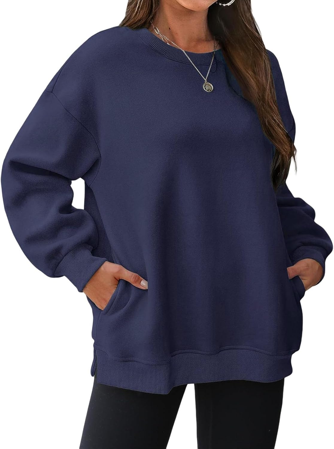 Women's Oversized Fleece Sweatshirt - Soft Crewneck Casual Sweater Top Comfy Fall Winter Fashion Hoodie - Image 2