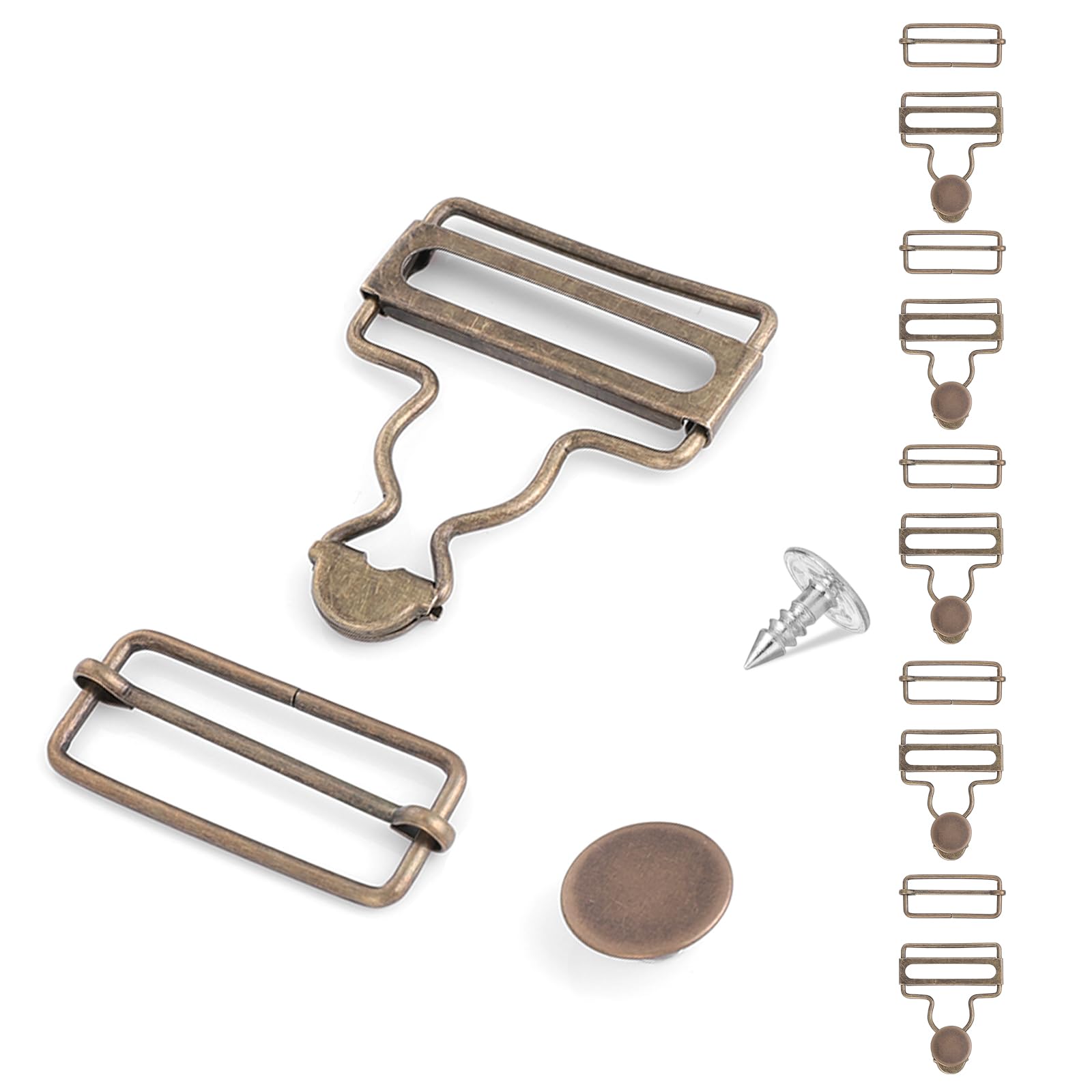 Yolev6 Sets Dungaree Buckle Metal Clip Fasteners Adjustable Glide