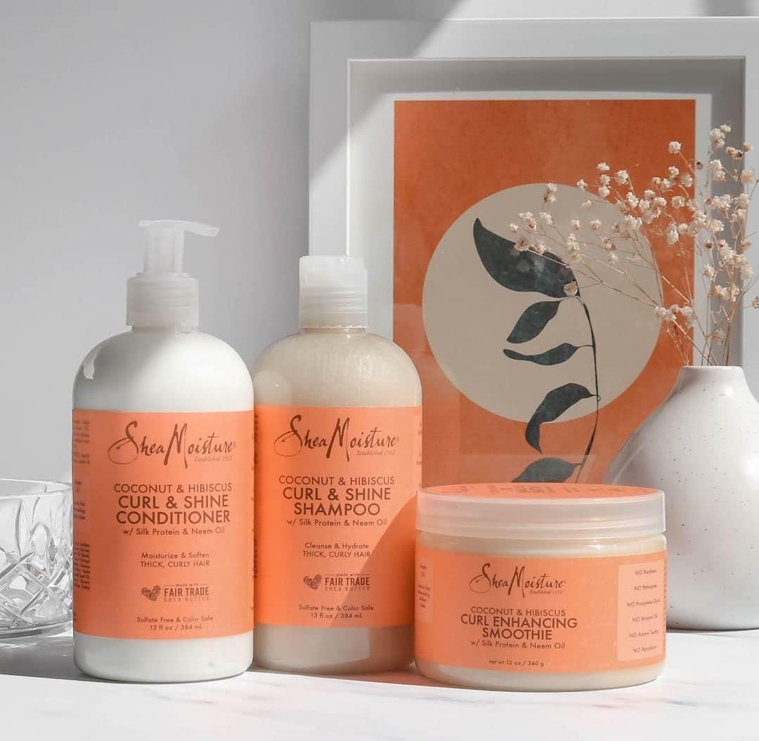 Shea Moisture Coconut & Hibiscus Curl TRIO: Includes Curl & Shine Shampoo, Conditioner, and Curl Enhancing Smoothie - Image 3