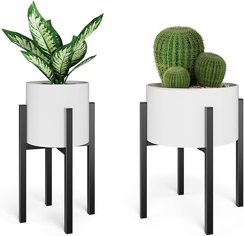Miniatura 1 de MUDEELA Paquete de 2 soportes de metal ajustables para plantas de interior y exterior, para macetas de 8 a 12 pulgadas, soporte negro para plantas