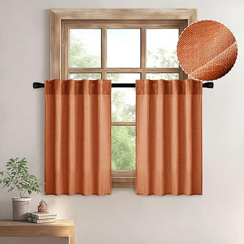 Vista 79 de MIULEE - Cortinas semitraslúcidas suaves y gruesas, textura de lino para dormitorio y sala de estar, para Navidad, con trabilla trasera y jareta, 84