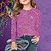 Zzalalana Girls Sparkly Sequin Shirts Long Sleeve T-Shirts Shiny Glitter Gifts Tops Tees for Kids 3-14 Years Hot Pink