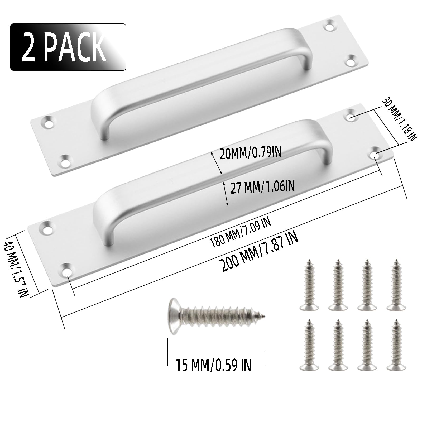 Joytey 2 Packs Door Handles Cabinet Pulls 7.87x1.57 in D Pull Handle with Screws Large Handle Pulls for Barn Garage Shed Gate Cupboard Wardrobe Doors Window Dresser Drawer Hotbed - Image 2