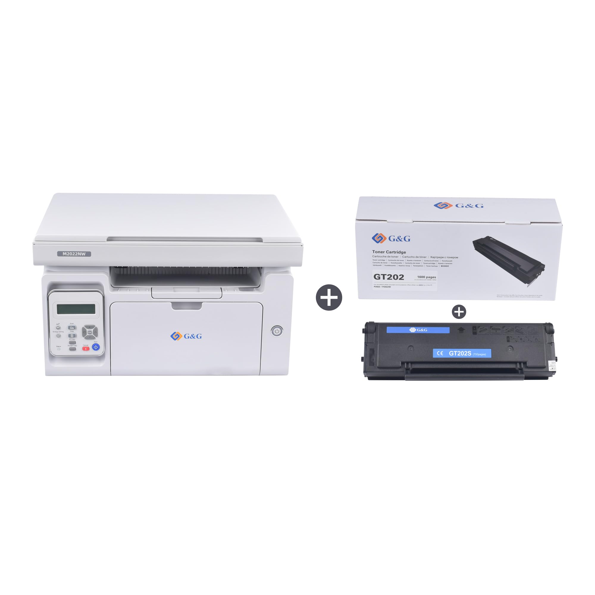 G&G M2022NW Stampante Laser bianco e nero Multifunzione Wifi, Stampanti Laser con Scanner Toner in offerta per Ufficio e Casa(22-23 Ppm)
