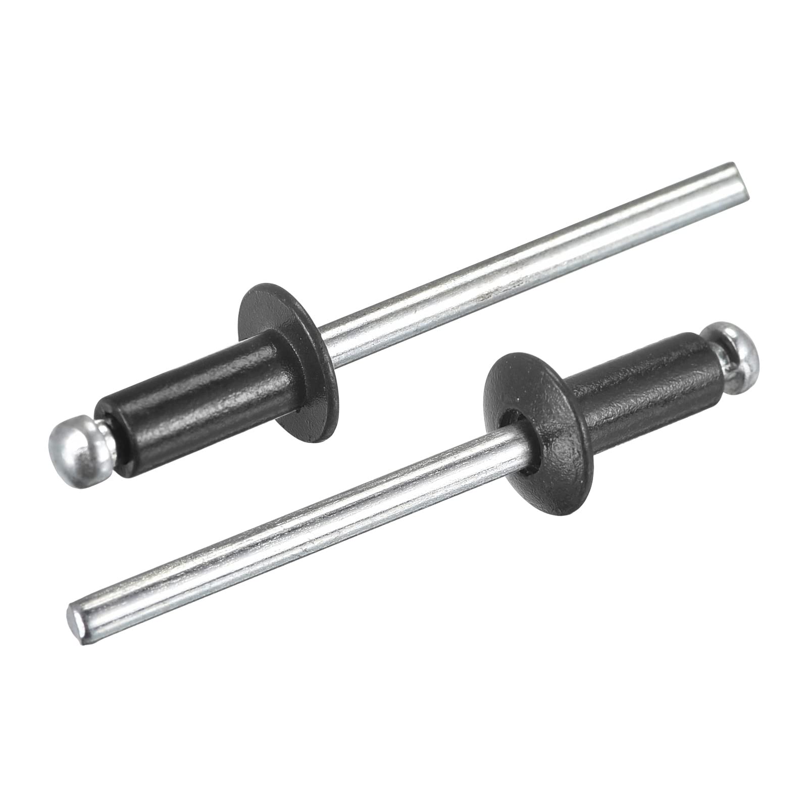 sourcing map Aluminum Blind Rivets, 4mm x 8mm (5/32" x 5/16") Open End Rivet Flat Round Head for Joining Metal Plate Leather, Black 200 Pcs