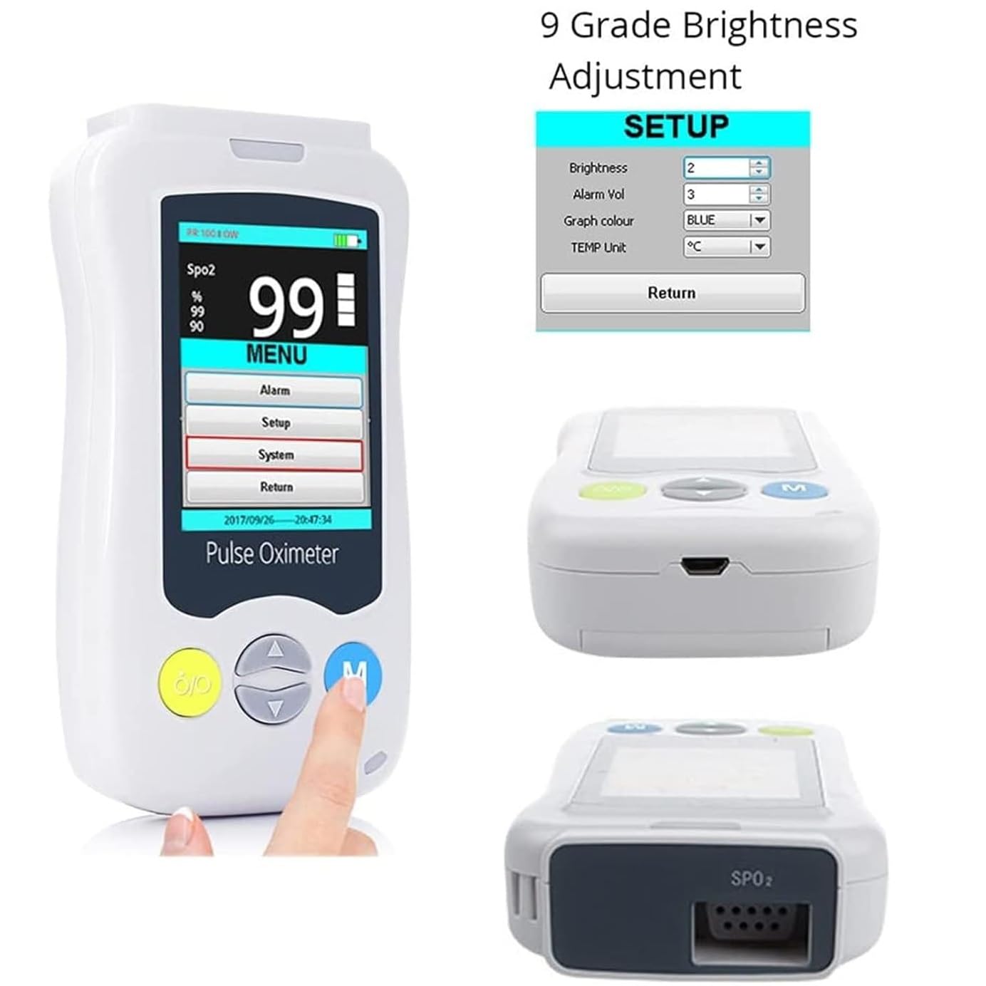 Pulsossimetro veterinario portatile, monitor della frequenza cardiaca for animali domestici con sonda e cavo USB, sensore SPO² for orecchio/lingua con display da 2,4 pollici, for gatti, cani e piccoli