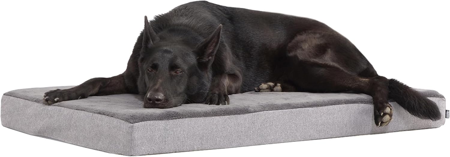 BARK Orthopedic Memory Foam Dog Bed XL - Joint Relief, Durable Washable Cover for Large Dogs, Puppies & Seniors, Grey 41x29x4"