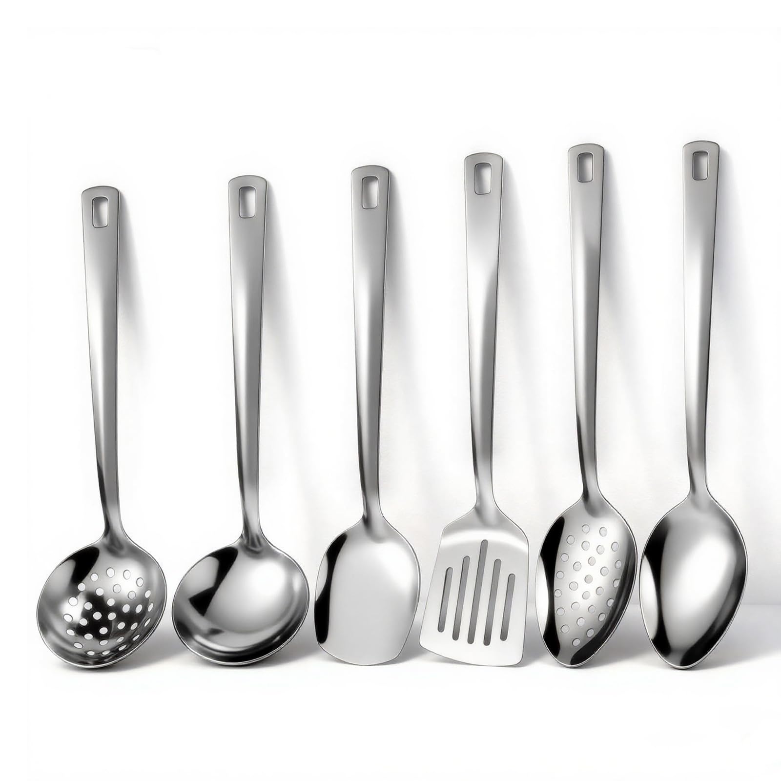 Spatules de cuisine haute résistance thermique lot de 6 accessoires inox et revêtement titane