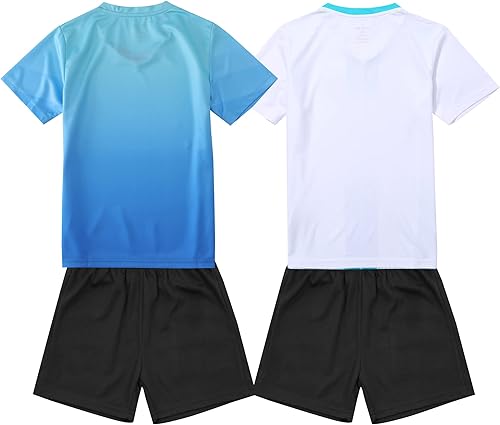 Miniatura 2 de Paquete de 2 camisetas de fútbol y pantalones cortos para niño, de secado rápido, uniforme de entrenamiento de equipo deportivo