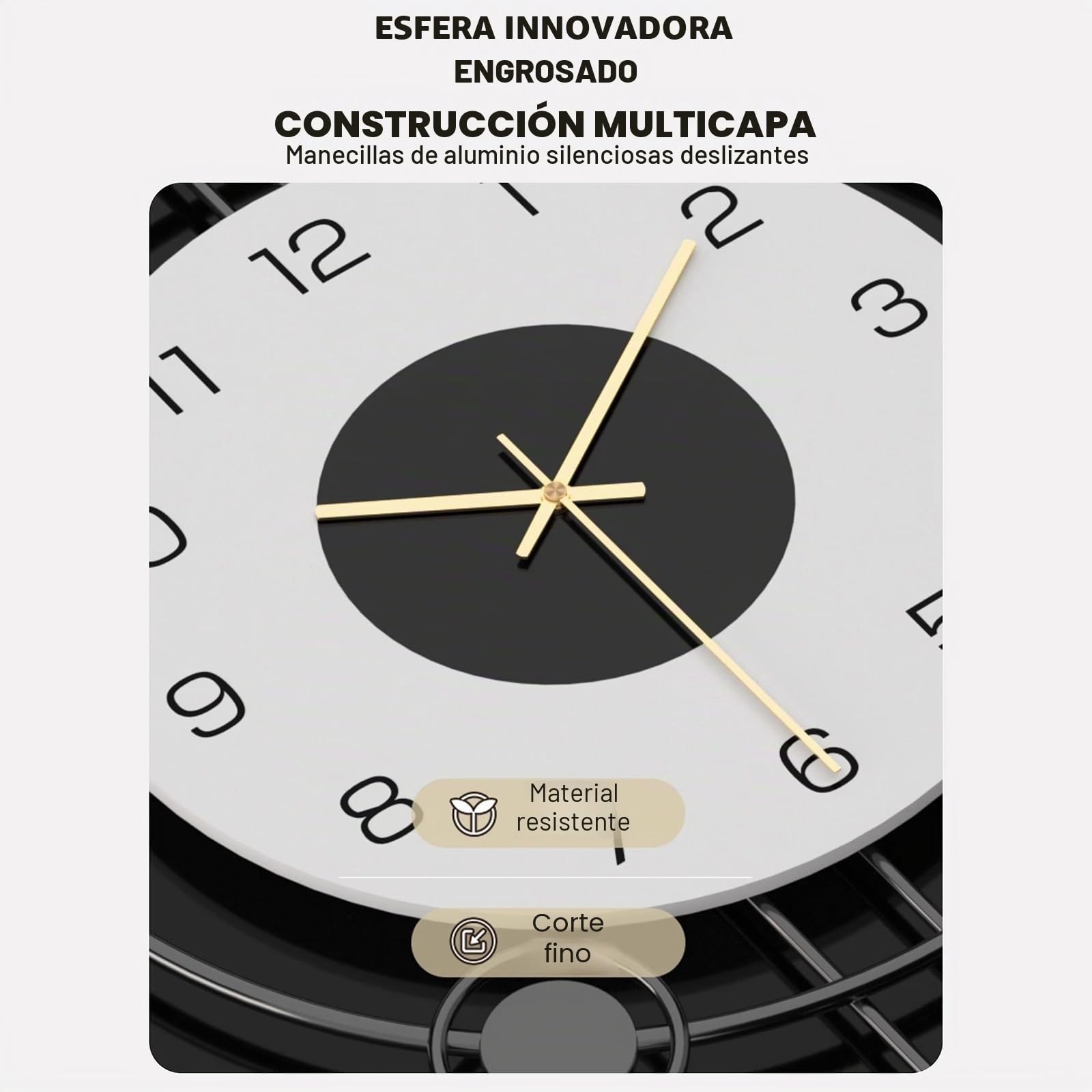 Reloj de Pared Grande,Moderno Reloj de Pared Redondo de Metal,con Movimiento Silencioso,para Oficina,Sala,Dormitorio.(36x76cm)