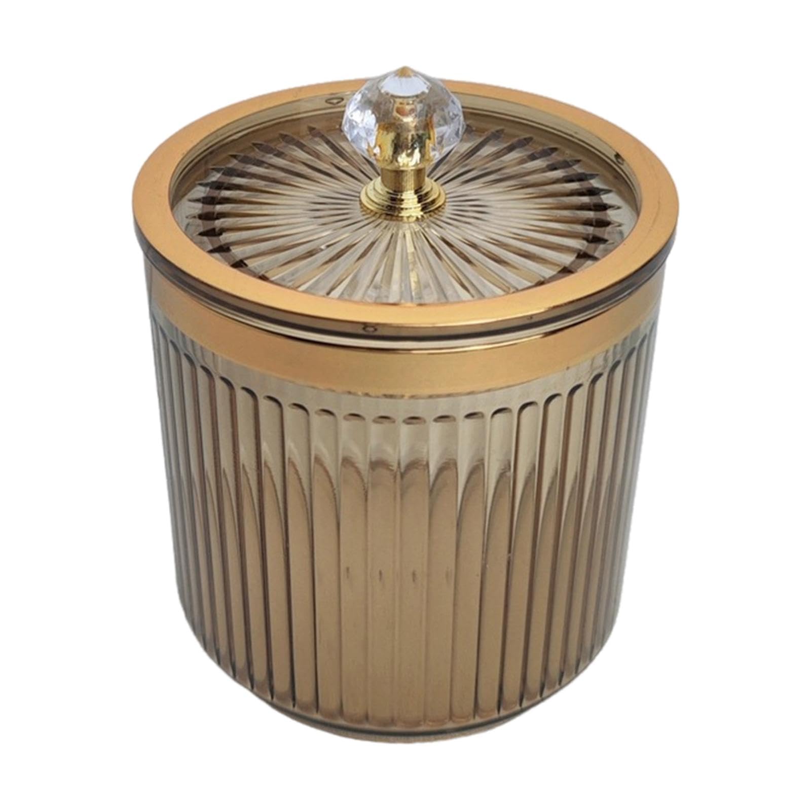Amagogo Bathroom Qtip Dispenser Jar Swab Holder Canister with Lid Dustproof Makeup Pads Container for Countertop Restroom Dresser Desktop Home, Brown