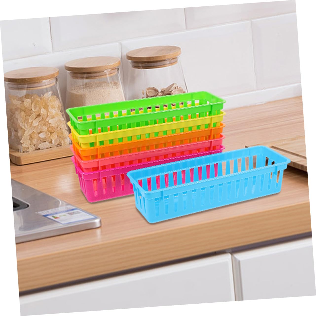 Ipetboom 12piezas Cestas de Almacenamiento Coloridas para Organizar el Aula y Escritorio Cesta de Plástico para Mantener los Suministros Ordenados Organizador de Escritorio Clase